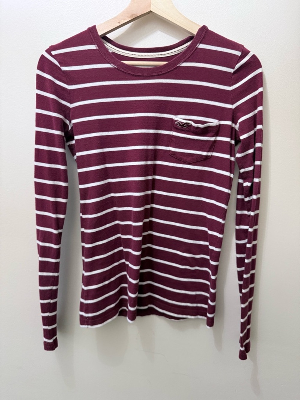 Vintage Y2K Hollister Maroon Red Striped Baby Doll Shirt Layer Bella Swan S